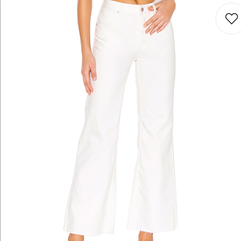 Free People White High Rise Ankle Crop Flare Jeans